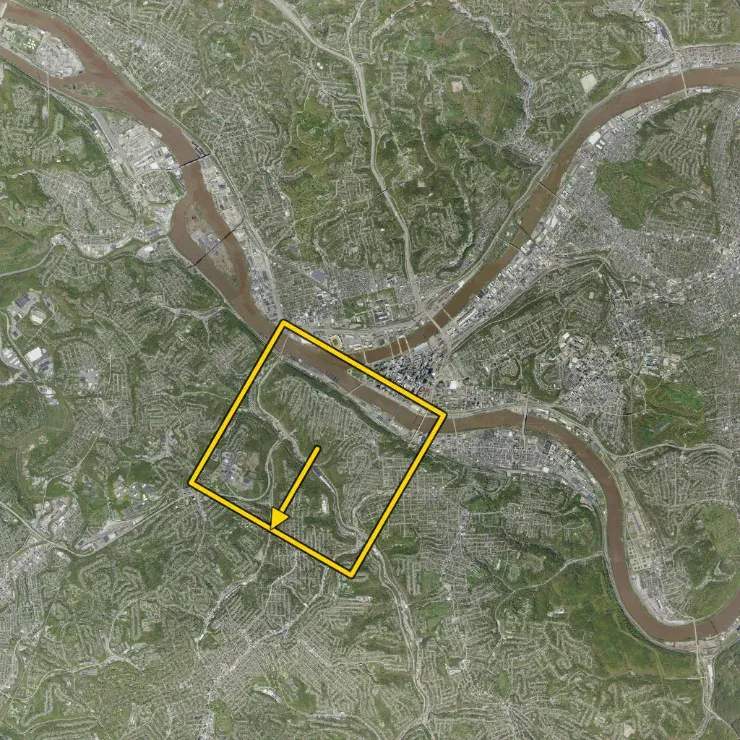 The Reference Map with the Camera View outlined; its arrow points 210 degrees.