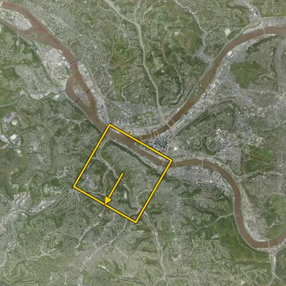 The Reference Map with the Camera View outlined; its arrow points 210 degrees.