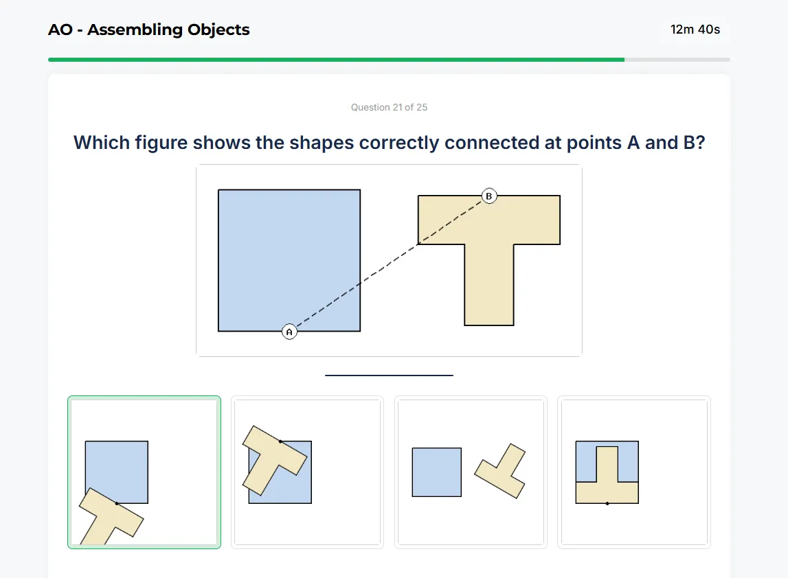 Assembling Objects sample question 4