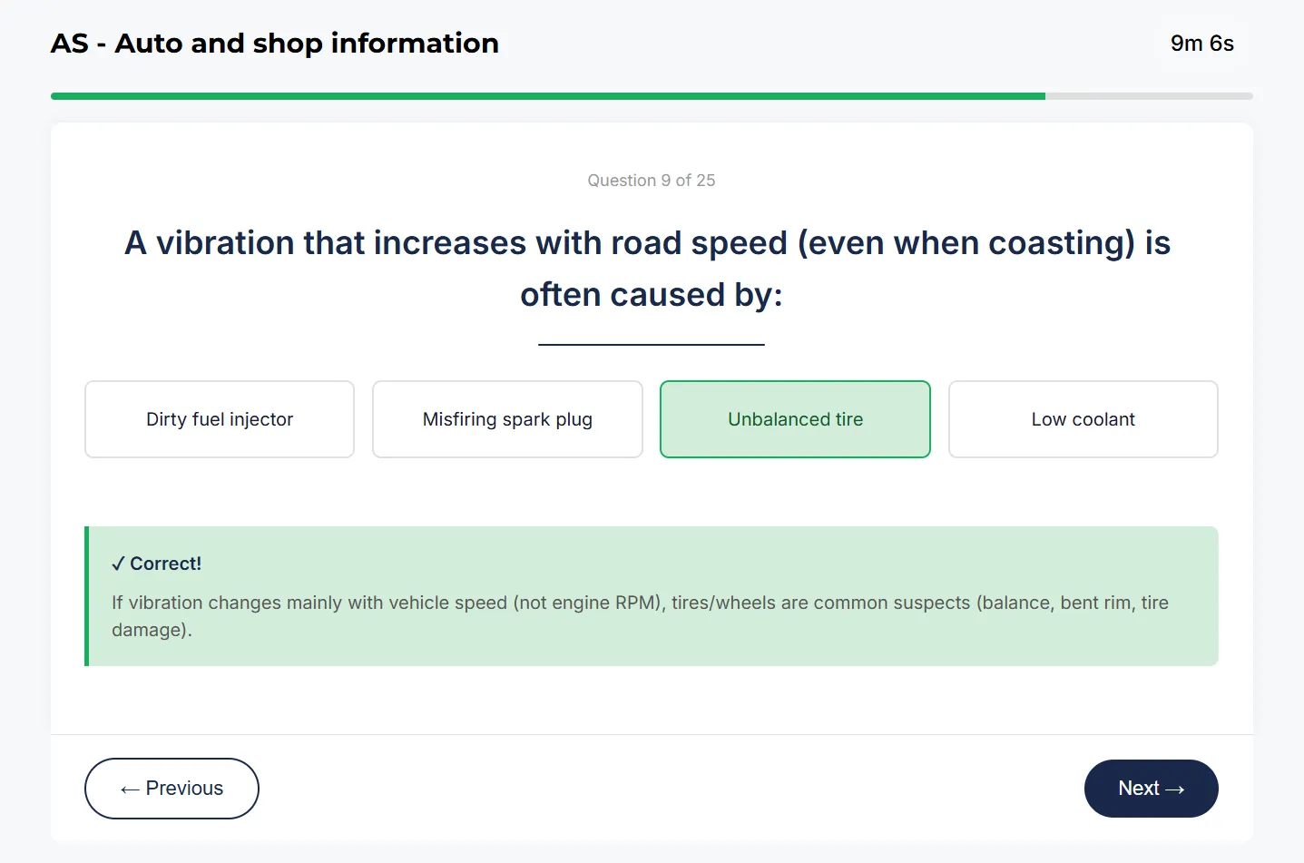 Auto & Shop Information sample question 4