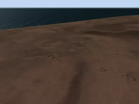 Cockpit view, item 3: the horizon, the sea and the coastline seen from the pilot's seat.