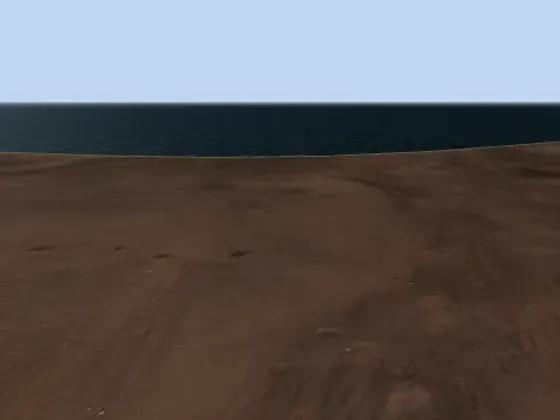 Cockpit view, item 1: the horizon, the sea and the coastline seen from the pilot's seat.