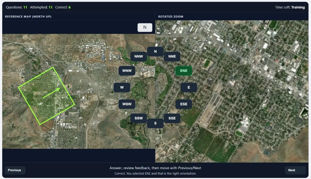 Terrain Identification example 5 with urban grid and ENE orientation