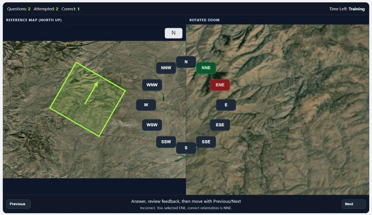 ASTB-E Terrain Identification task workflow screenshot