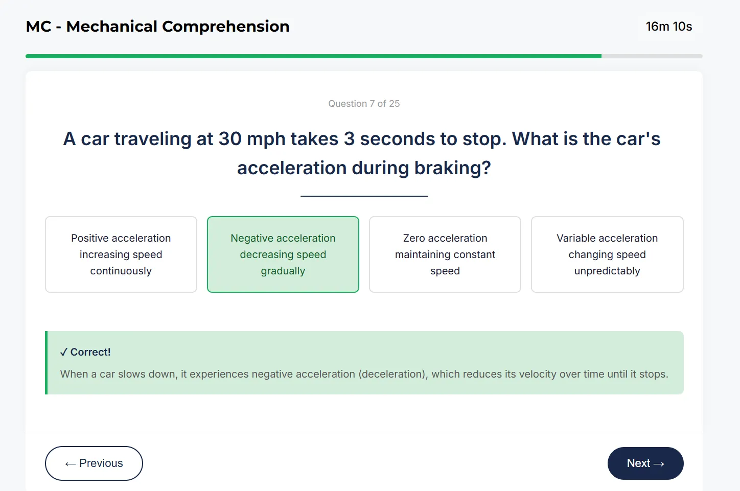 Mechanical Comprehension sample question 3