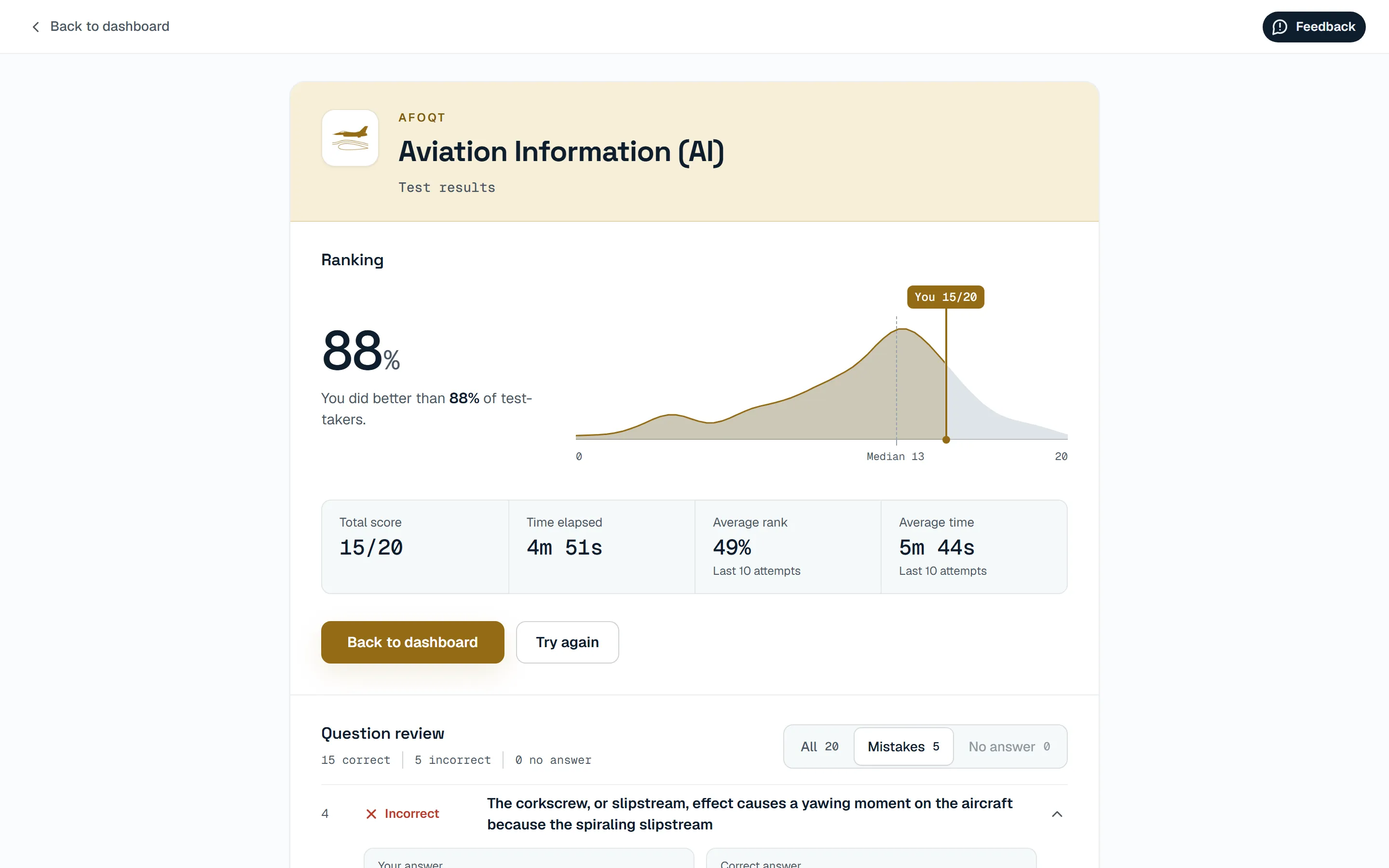 Results screen