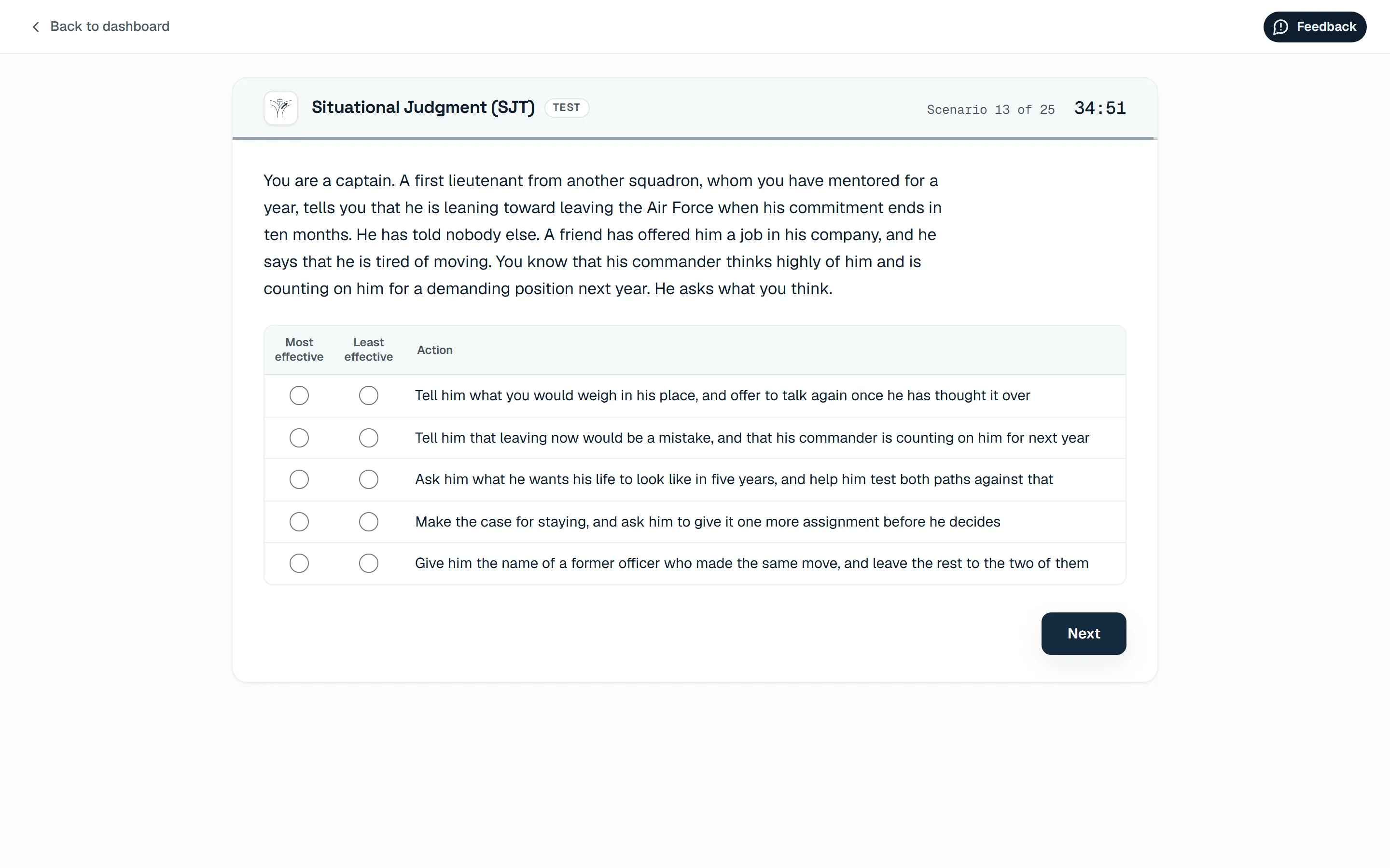 Test screen, another situation