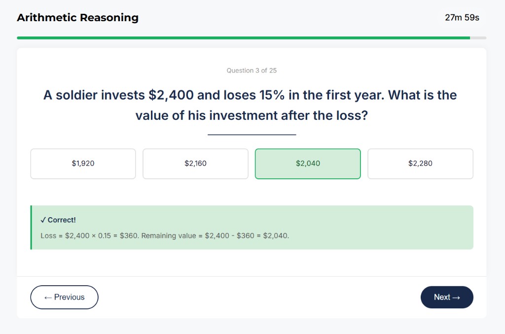 AFOQT Arithmetic Reasoning sample question 1