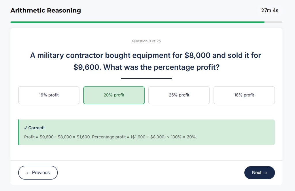 AFOQT Arithmetic Reasoning sample question 3