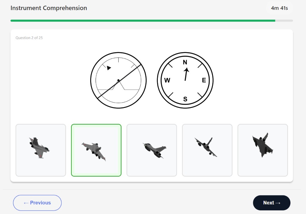 AFOQT Instrument Comprehension sample question 1