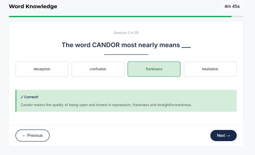 AFOQT Word Knowledge sample question 1