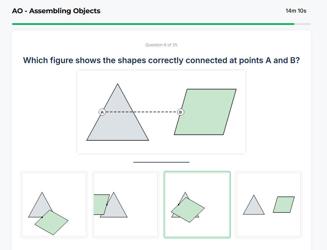 Assembling Objects sample question 1