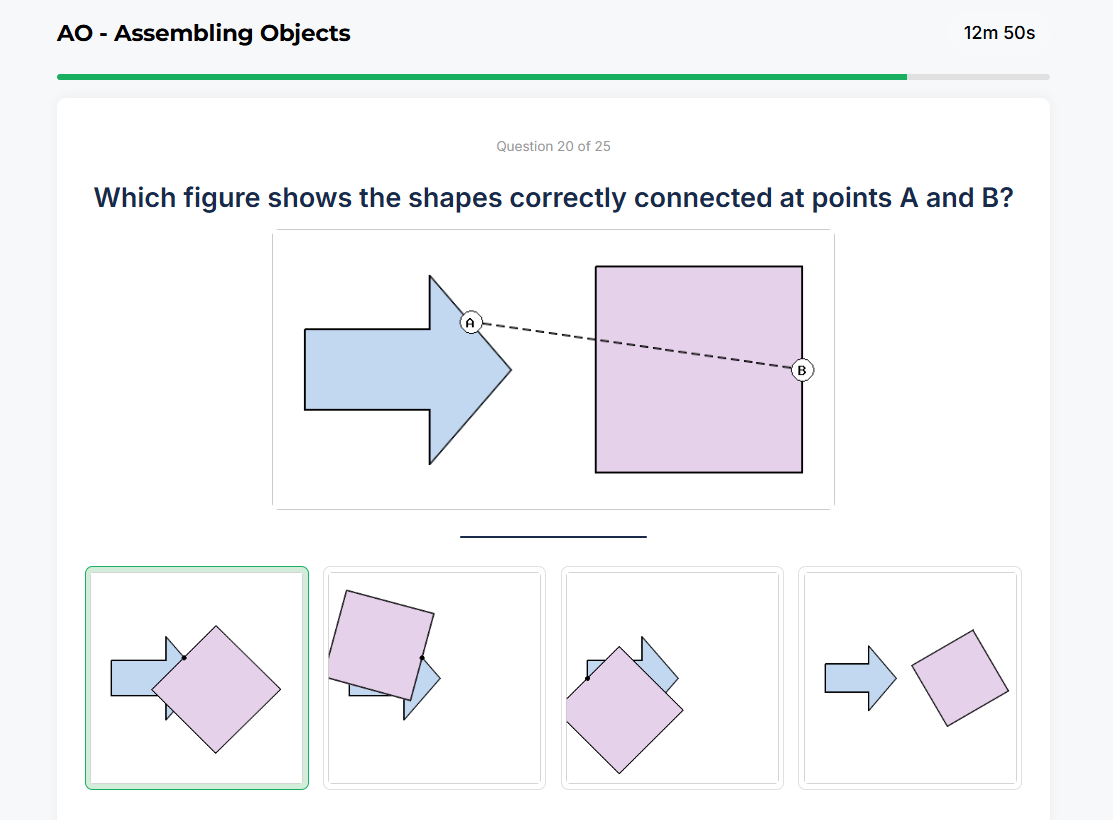Assembling Objects sample question 3