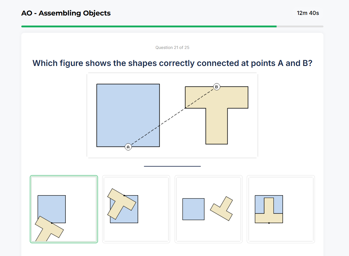 Assembling Objects sample question 4