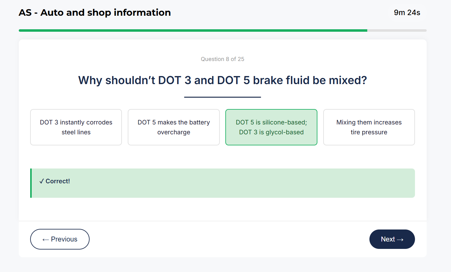 Auto & Shop Information sample question 3