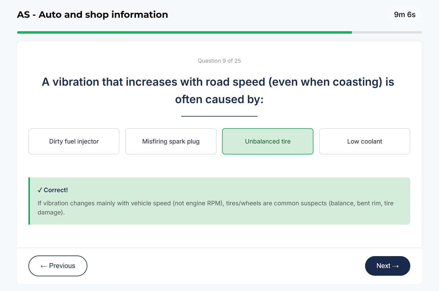 Auto & Shop Information sample question 4