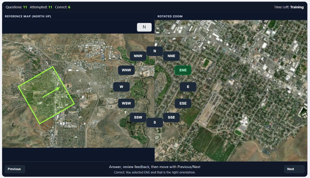 Terrain Identification example 5 with urban grid and ENE orientation
