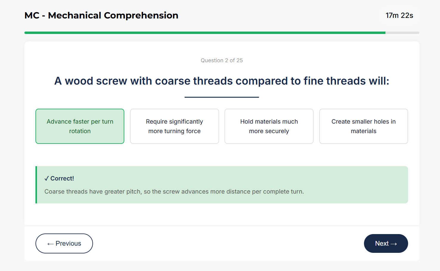Mechanical Comprehension sample question 1