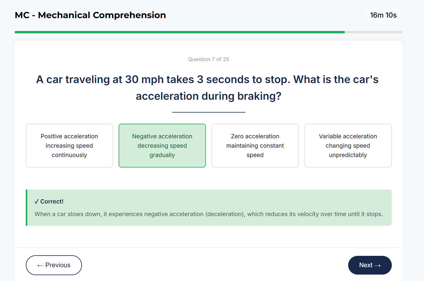 Mechanical Comprehension sample question 3