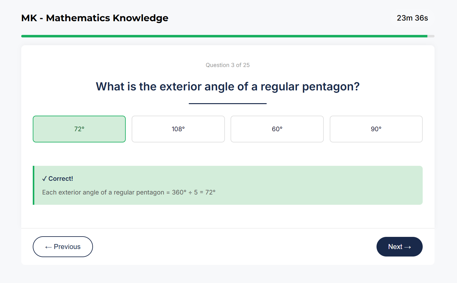 Mathematics Knowledge sample question 3