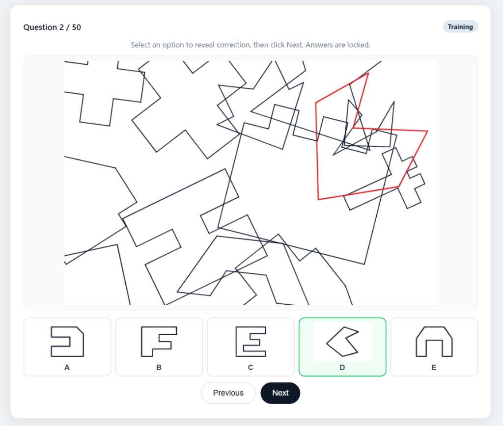 SIFT Hidden Figures training screenshot with highlighted shape match
