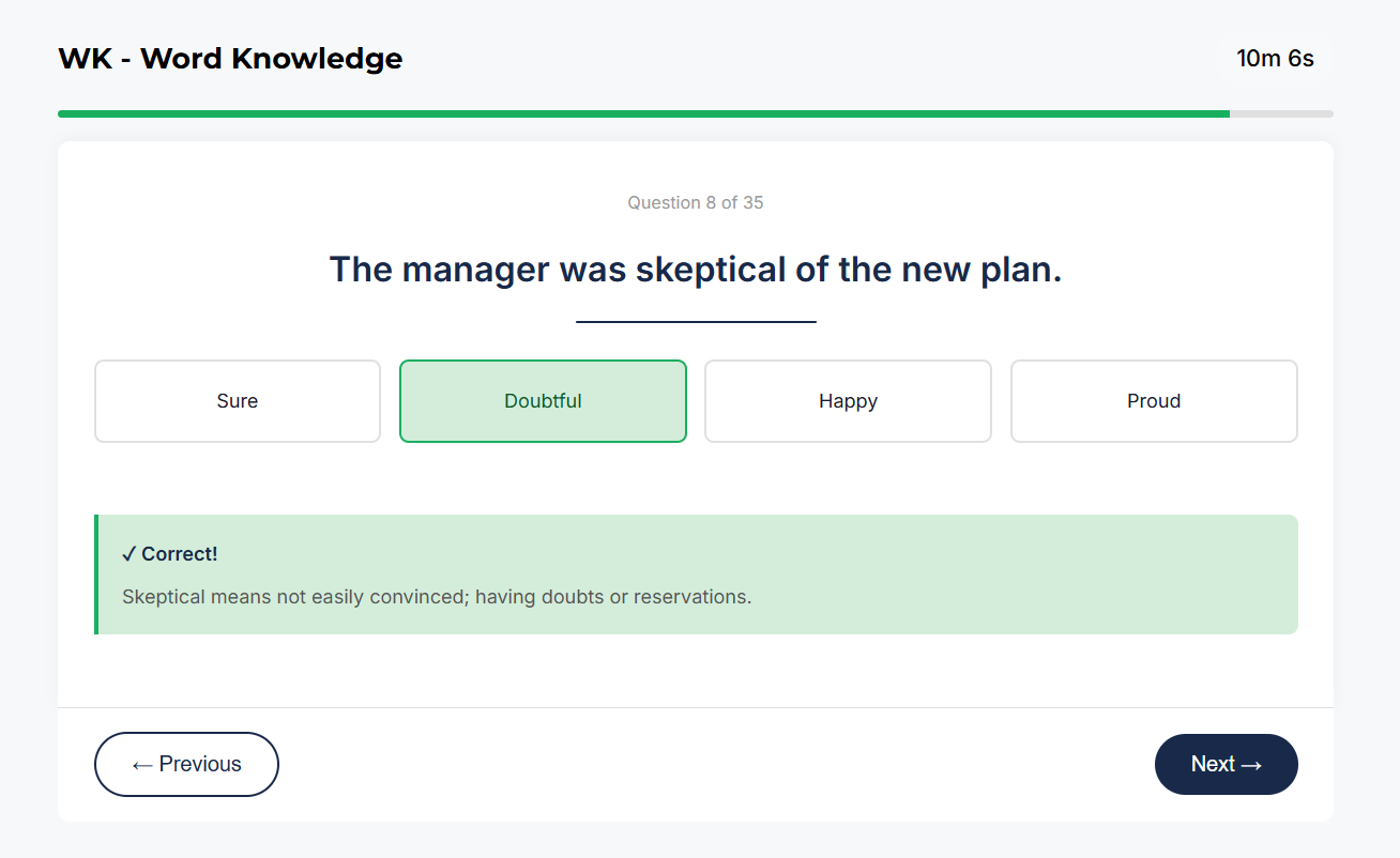 ASVAB Word Knowledge sample question about the word abstain